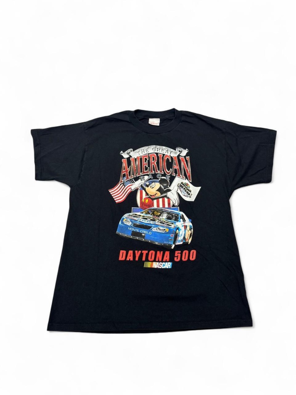 Vintage 2004 Disney Daytona 500 nascar Mickey Mouse tee black L mens RARE